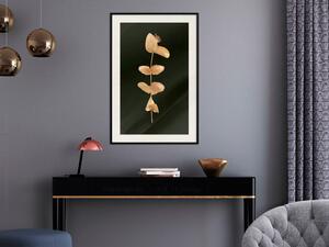 Plakát Věčná rostlina - zlatá rostlina s listy na jednotném černém pozadí