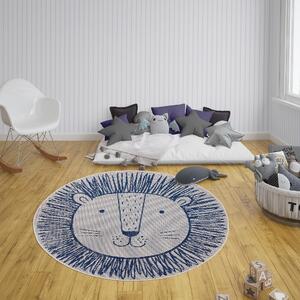 Dětský kusový koberec Flatweave Kids Rugs 104882 Cream/Blue-160x160 (průměr) kruh