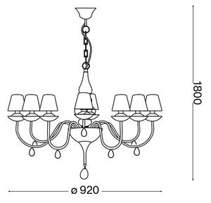 Ideal Lux - Lustr na řetězu BLANCHE 8xE14/40W/230V pr. 92 cm černá