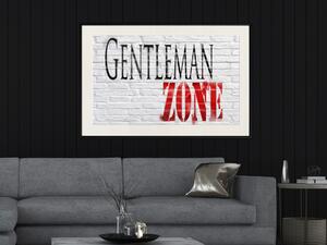Plakát Gentleman Zone - černý a červený anglický text na cihlové zdi