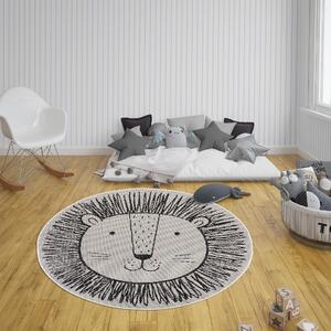 Dětský kusový koberec Flatweave Kids Rugs 104881Cream/Black-120x120 (průměr) kruh
