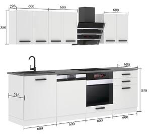 Kuchyňská linka Belini Premium Full Version 240 cm bílý lesk s pracovní deskou SUSAN