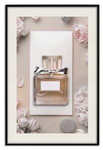 Plakát Můj vůně - luxusní skleněná láhev uprostřed květin v jasných barvách