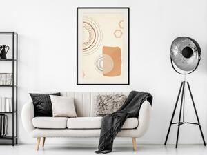 Plakát Hradby z písku - abstraktní kompozice kruhů a figur na pozadí béžové barvy
