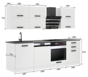Kuchyňská linka Belini Premium Full Version 240 cm šedý lesk s pracovní deskou MADISON