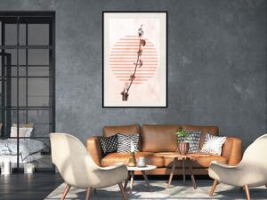 Plakát Vytříbený větev - rostlina v kruhu se pruhy v abstraktním motivu