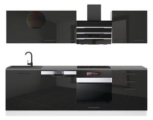 Kuchyňská linka Belini Premium Full Version 240 cm černý lesk s pracovní deskou SUSAN