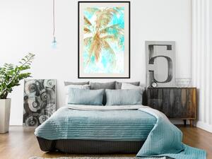 Plakát Zlaté Karibiky - modrá tropická krajina s zlatými palmami