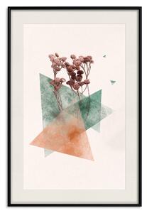 Plakát Modernistický květ - abstraktní barevné trojúhelníky s rostlinami