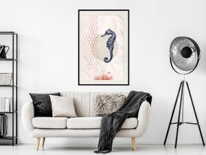 Plakát Podmořská růže - zvíře na pozadí vln a kruhů v abstraktním stylu
