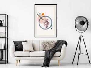 Plakát Geometrická bavlna - rostlina mezi kruhy a liniemi v abstraktním stylu