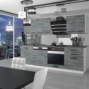 Kuchyňská linka Belini Premium Full Version 240 cm šedý antracit Glamour Wood s pracovní deskou SUSAN