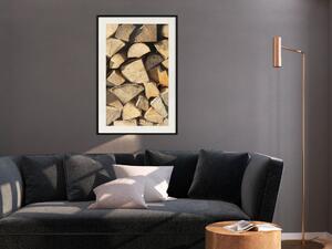 Plakát Krása dřeva - uspořádaná kompozice nakrájeného dřeva do různých tvarů