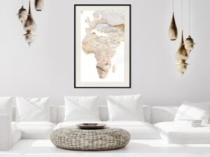 Plakát Horký kontinent - světlá textura zdi ve tvaru afrického kontinentu