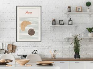 Plakát Pařížská snídaně - text a káva s croissantem v jasné kompozici