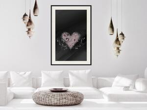 Plakát Pro přítele - srdce ve světlé kompozici ornamentů na černém pozadí