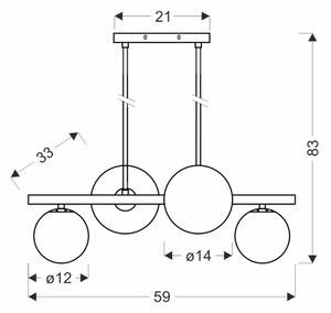 Lustr na lanku KAMA 4xG9/28W/230V černá/kouřová černá