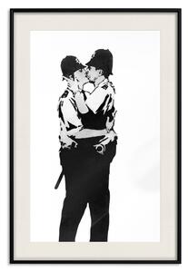 Plakát Líbání měděnců - dva líbající se černí lidé ve stylu Banksyho