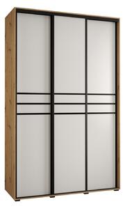 Šatní skříň YVONA 10 - 150/45 cm, dub artisan / bílá / černá