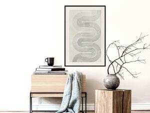 Plakát Geometrická vlna - abstraktní vlny ve formě linií na šedém pozadí