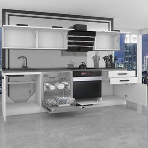 Kuchyňská linka Belini Premium Full Version 240 cm šedý antracit Glamour Wood s pracovní deskou LINDA
