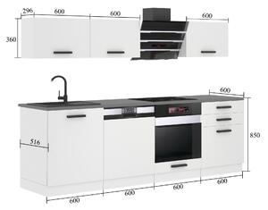 Kuchyňská linka Belini Premium Full Version 240 cm bílý lesk s pracovní deskou LINDA