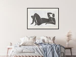 Plakát Ležící bohyně - černobílý silueta ležící ženy v boho stylu