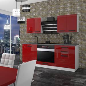 Kuchyňská linka Belini Premium Full Version 180 cm červený lesk s pracovní deskou MARY