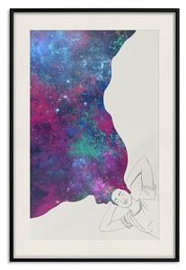 Plakát Kosmické sny - abstraktní žena s vlasy ve formě vesmíru