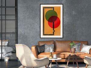 Plakát Kompozice kruhů - abstraktní barevné kruhy na oranžovém pozadí