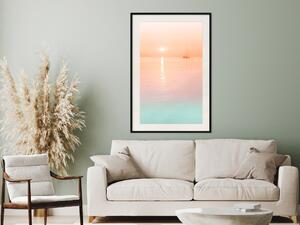 Plakát Letní plavba - pastelový krajina moře na pozadí západu slunce