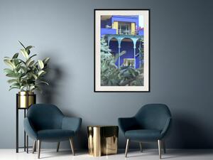 Plakát Zahradní Majorelle - luxusní modrá budova se sloupy a zahradou