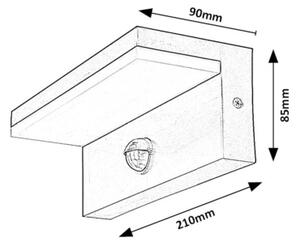 Rabalux 77116-LED Ven. nás. svítidlo se senzorem ZARAGOZA LED/9W/230V IP54 bílá