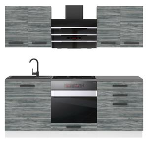 Kuchyňská linka Belini Premium Full Version 180 cm šedý antracit Glamour Wood s pracovní deskou MARY