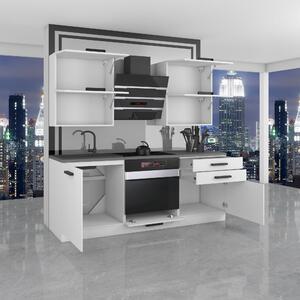 Kuchyňská linka Belini Premium Full Version 180 cm šedý antracit Glamour Wood s pracovní deskou EMILY