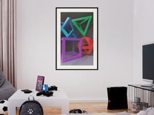 Plakát Propletené symboly - barevné geometrické tvary imitující 3D efekt