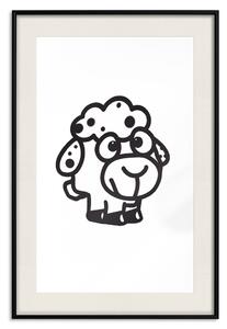 Plakát Malé beránek - malé a černé roztomilé zvíře na jednolitém bílém pozadí