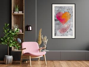 Plakát Upřímné vyznání - abstraktní barevné srdce na pozadí šedé textury