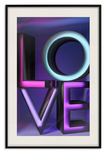 Plakát Skleněná láska - neonové texty s imitací 3D efektu na barevném pozadí
