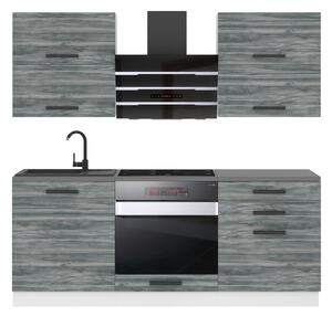 Kuchyňská linka Belini Premium Full Version 180 cm šedý antracit Glamour Wood s pracovní deskou EMILY