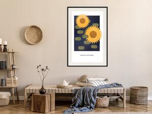 Plakát Geometrické slunečnice - abstraktní žluté květy na tmavém pozadí