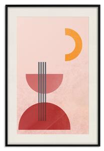 Plakát Červená konstrukce - abstraktní tvary v pastelových barvách