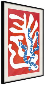 Plakát Tančící kaktusy - abstraktní kompozice rostlin na červeném pozadí