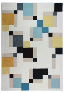 Flair Rugs koberce Ručně všívaný kusový koberec Illusion Abstract Blocks Blue/Ochre - 80x150 cm