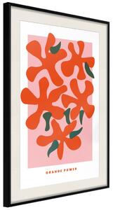 Plakát Oranžový kytice - abstraktní barevné květiny a anglické nápisy