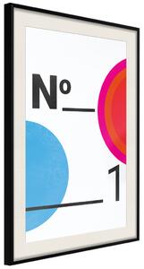 Plakát Číslo 1 - černé číslice a barevné geometrické tvary na bílém pozadí