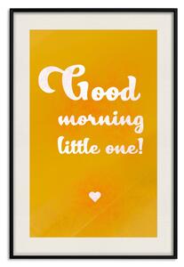 Plakát Dobré ráno, maličký - bílé anglické texty na žlutém pozadí
