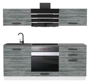 Kuchyňská linka Belini Premium Full Version 180 cm šedý antracit Glamour Wood s pracovní deskou SOPHIA