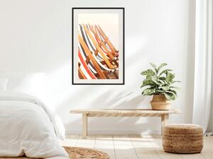 Plakát Sluneční koupání - letní kompozice s barevnými lehátky na pláži