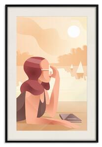 Plakát Prázdninový deník - teplá letní kompozice s ženou na pláži
